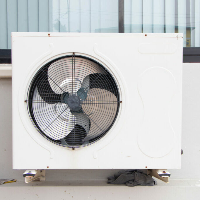 Air old conditioner compressor source heat pumps on wall outdoor Air old conditioner compressor source heat pumps on wall outdoor
